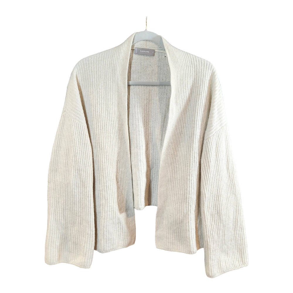 Everlane Ribbed Knit Wool Blend Open-front Cardigan Sweater in Cream Women's S